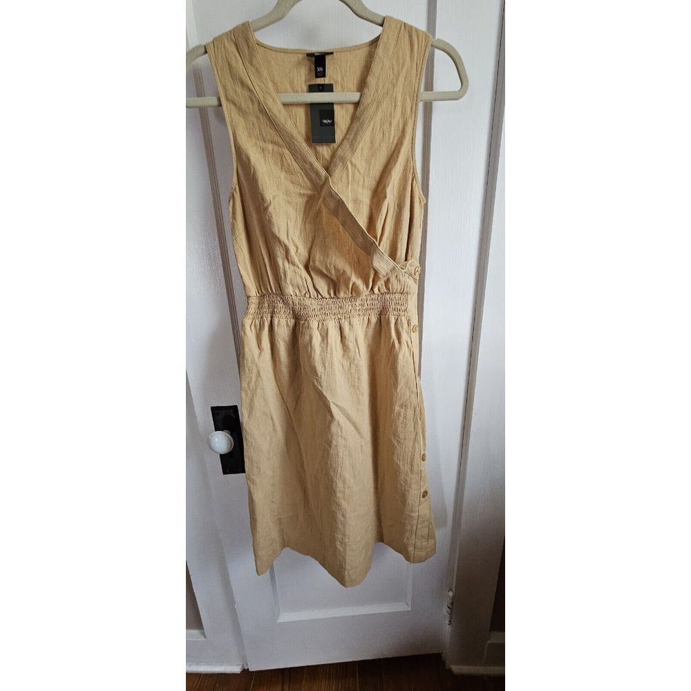 NWT Mossimo women's XS linen cotton blend‎ sleeveless dress mustard yellow